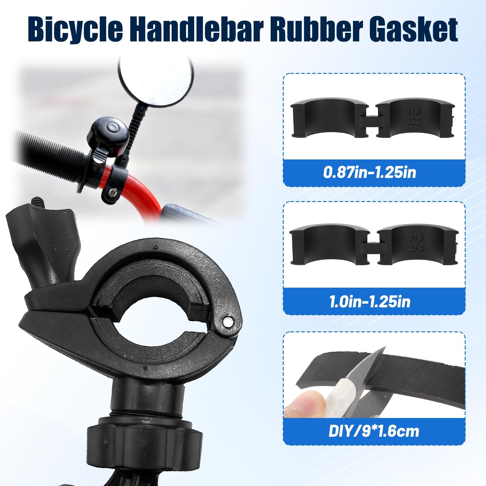 12 Pcs Black Bicycle Handlebar Rubber Gaskets 22.2-31.8mm