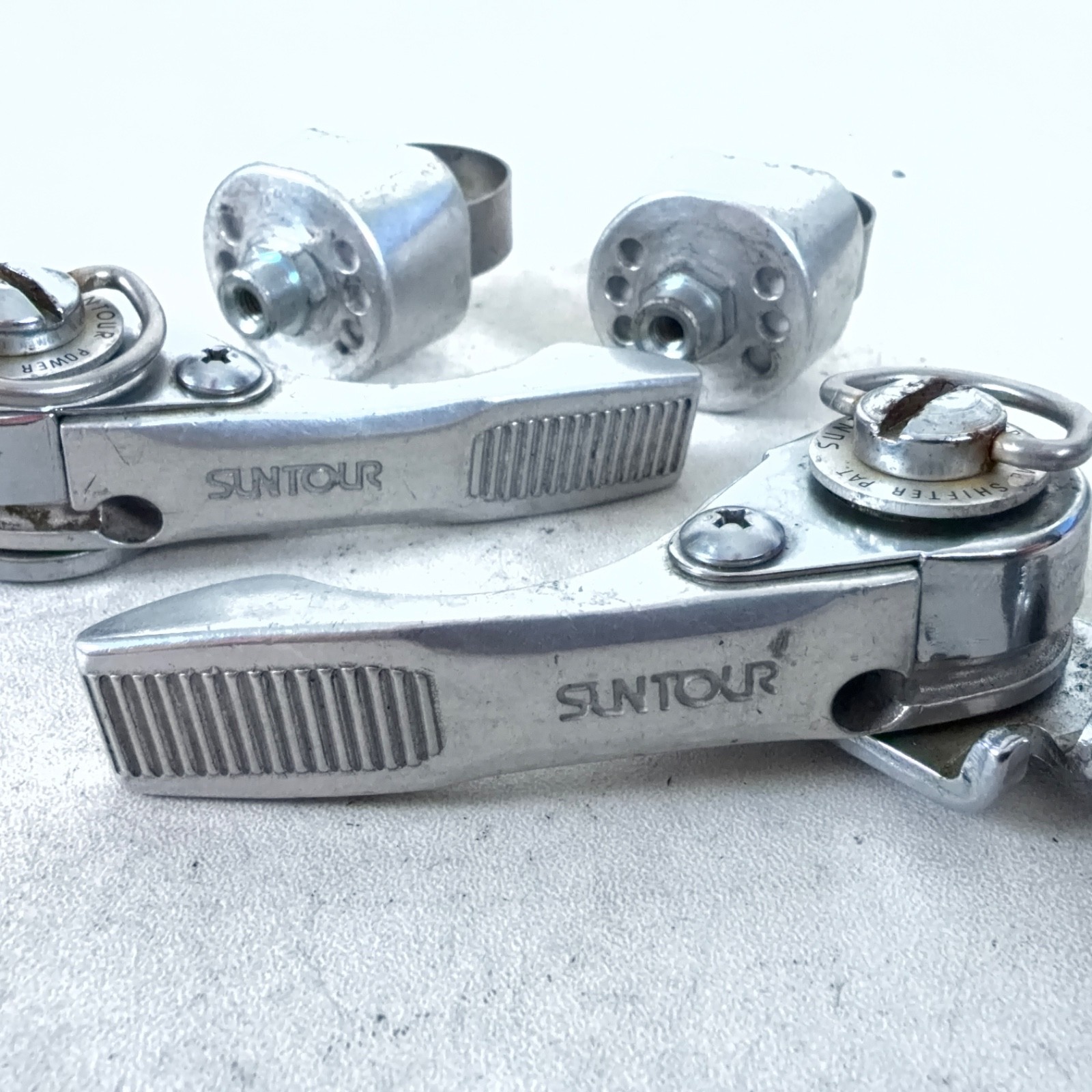 SUNTOUR POWER THUMB SHIFTER VINTAGE LD-2800 SET w/ BAR MOUNTS Ø22.2mm INDEX