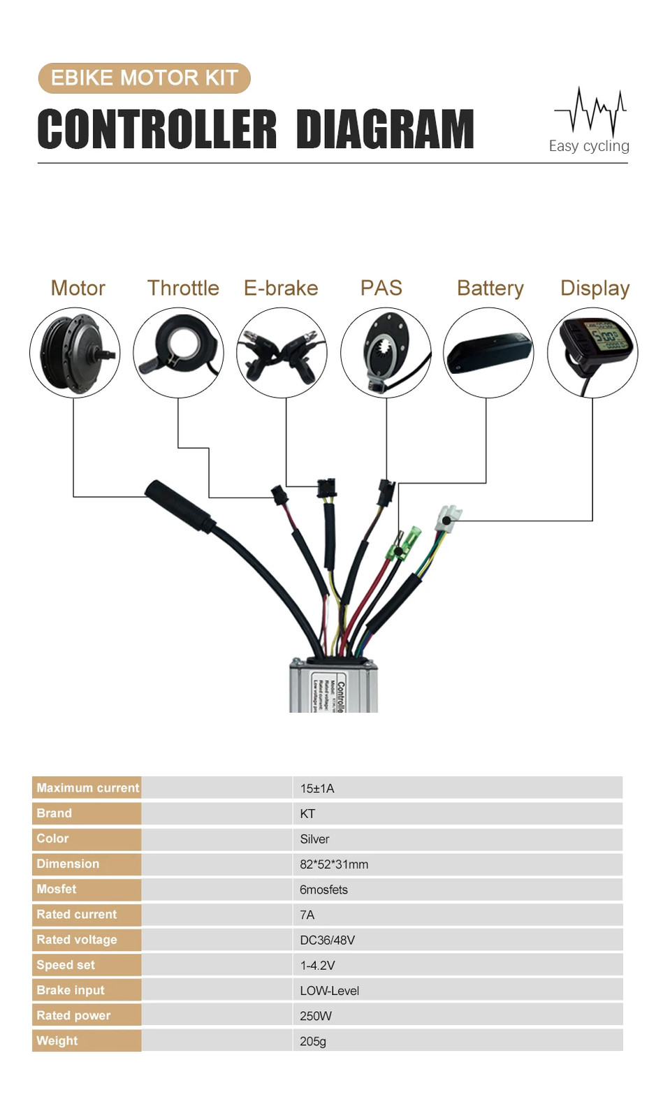 Electric Bike Motor Conversion Kit 36V 48V 250W Front Hub Motor 16-29 Inch 700C