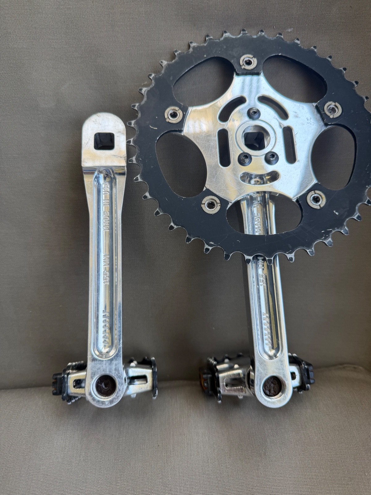 Vintage Odyssey Black Widow Euro Crank Set 155mm High Polish Made In USA