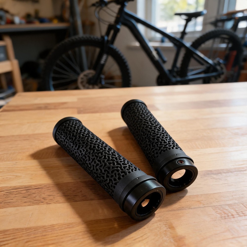 Rubber Bicycle Grips with Aluminum Ring Fit 22.2mm Handlebars for Mountain Bike