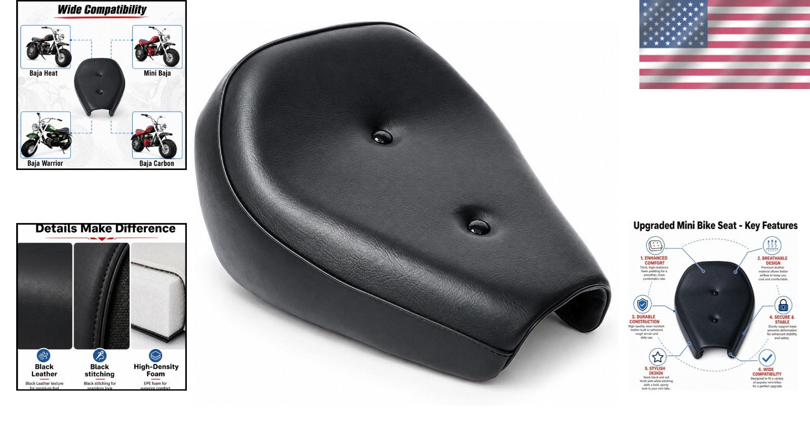 Durable 15 Inches Black Seat for Baja Warrior WR65 & Mini Bikes – Ride Smoothly