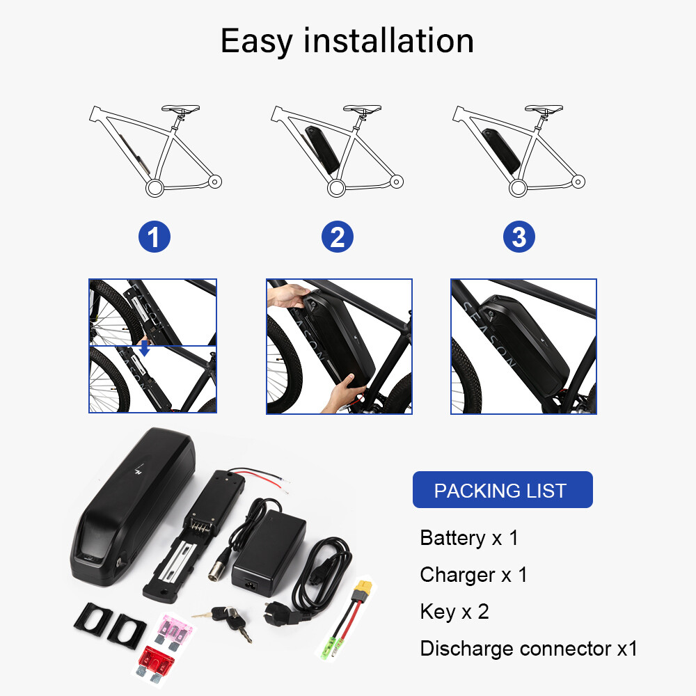 52V 48V 36V 13Ah 15Ah 17Ah 20Ah Hailong Lithium Ebike Battery 250W-1500W E BIKES
