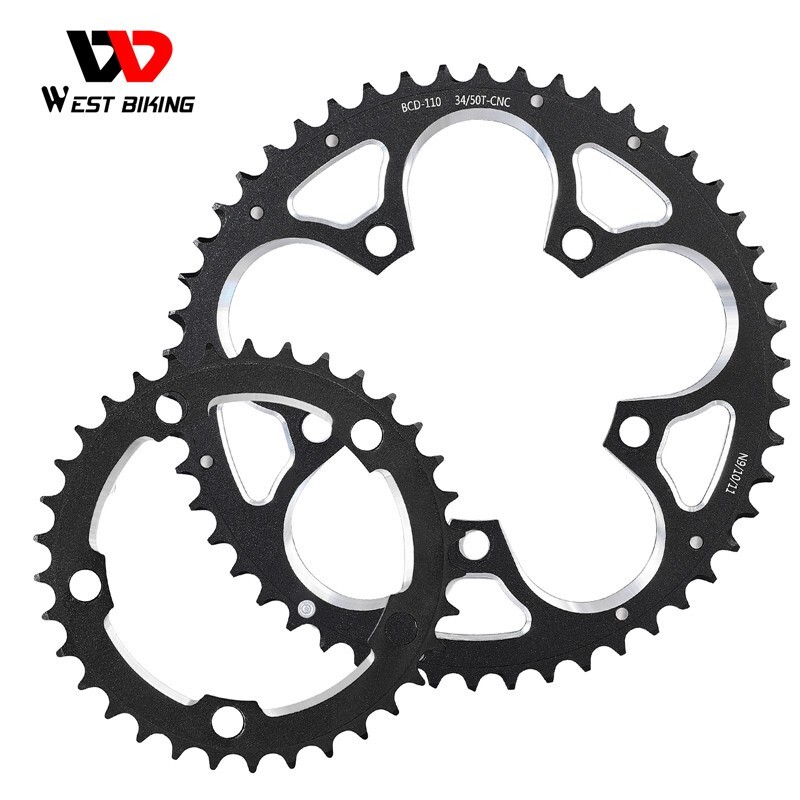 WEST BIKING Road Bike Double Chainring 110BCD 34T/50T Tooth Plate 9/10/11 Speed