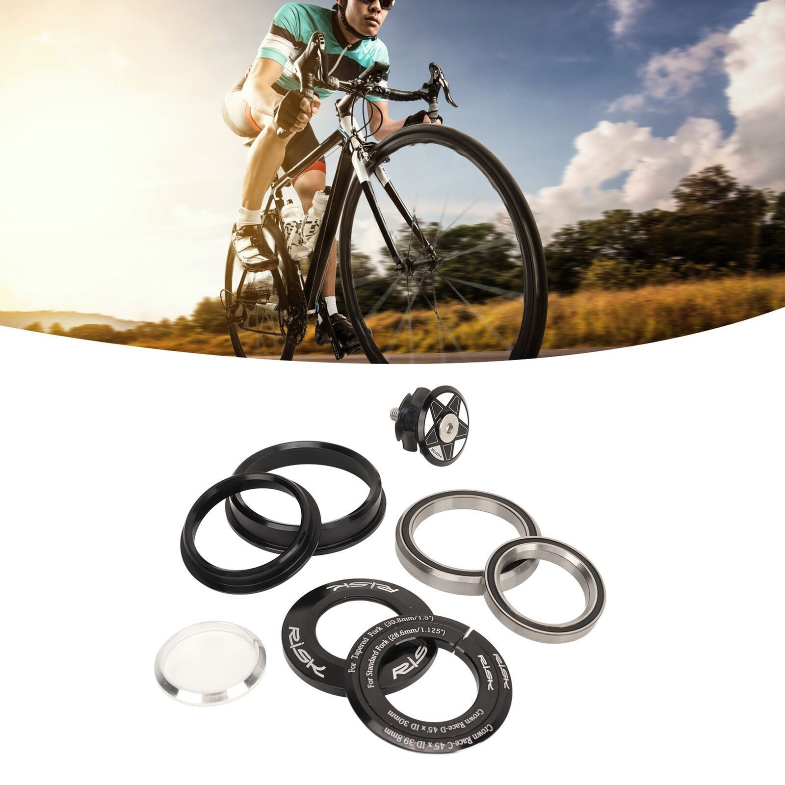Bicycle Front Fork Bowl Set Aluminum Alloy Dual Bearings Mountain Bike Headset