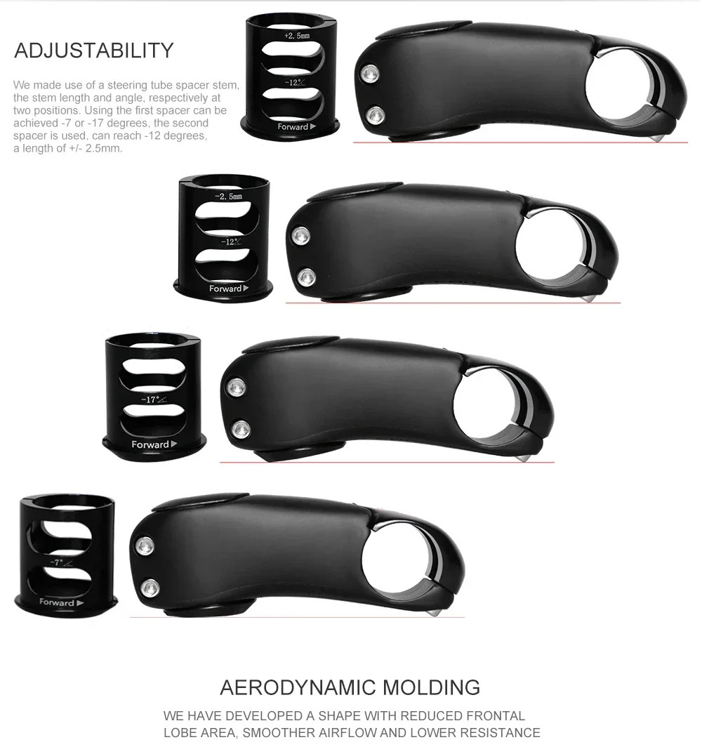 Mountain/Road Bicycle Carbon Stem 3 Degrees Adjust with Computer Mounts