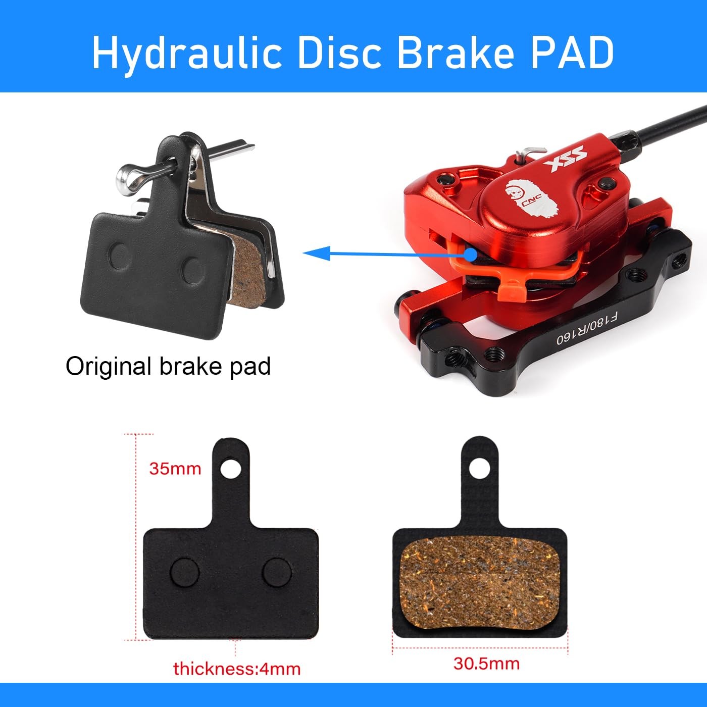 MTB Hydraulic Disc Brake Set Front 800mm Rear 1450mm Mountain Bike Red Parts New