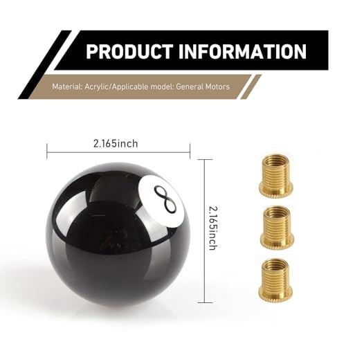 Shift Knob Manual Gear, Black 8 Ball Gear Shift Knob, Acrylic Gear Shifter
