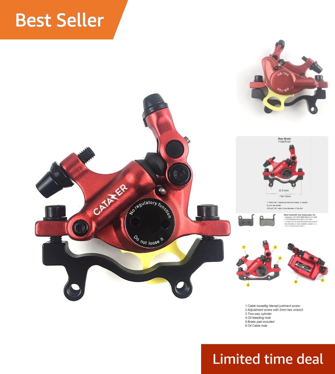 XTECH HB-100 Hydraulic Disc Brake Caliper Set – Front & Rear for MTB & E-Bikes