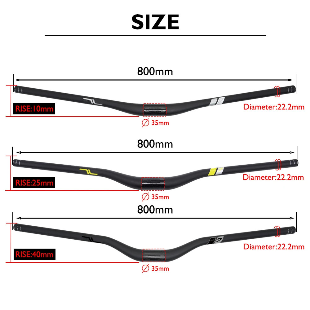 35mm Clamp Carbon Fiber MTB Riser Bar 10mm 25mm 40mm Rise External Cable Routing