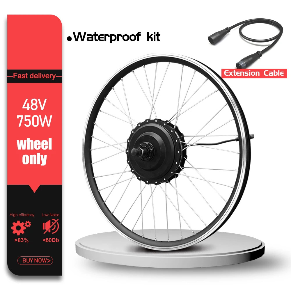 MTB Electric Bike Conversion Kit 48V 750W 20-29In 700C Brushless Hub Motor Wheel