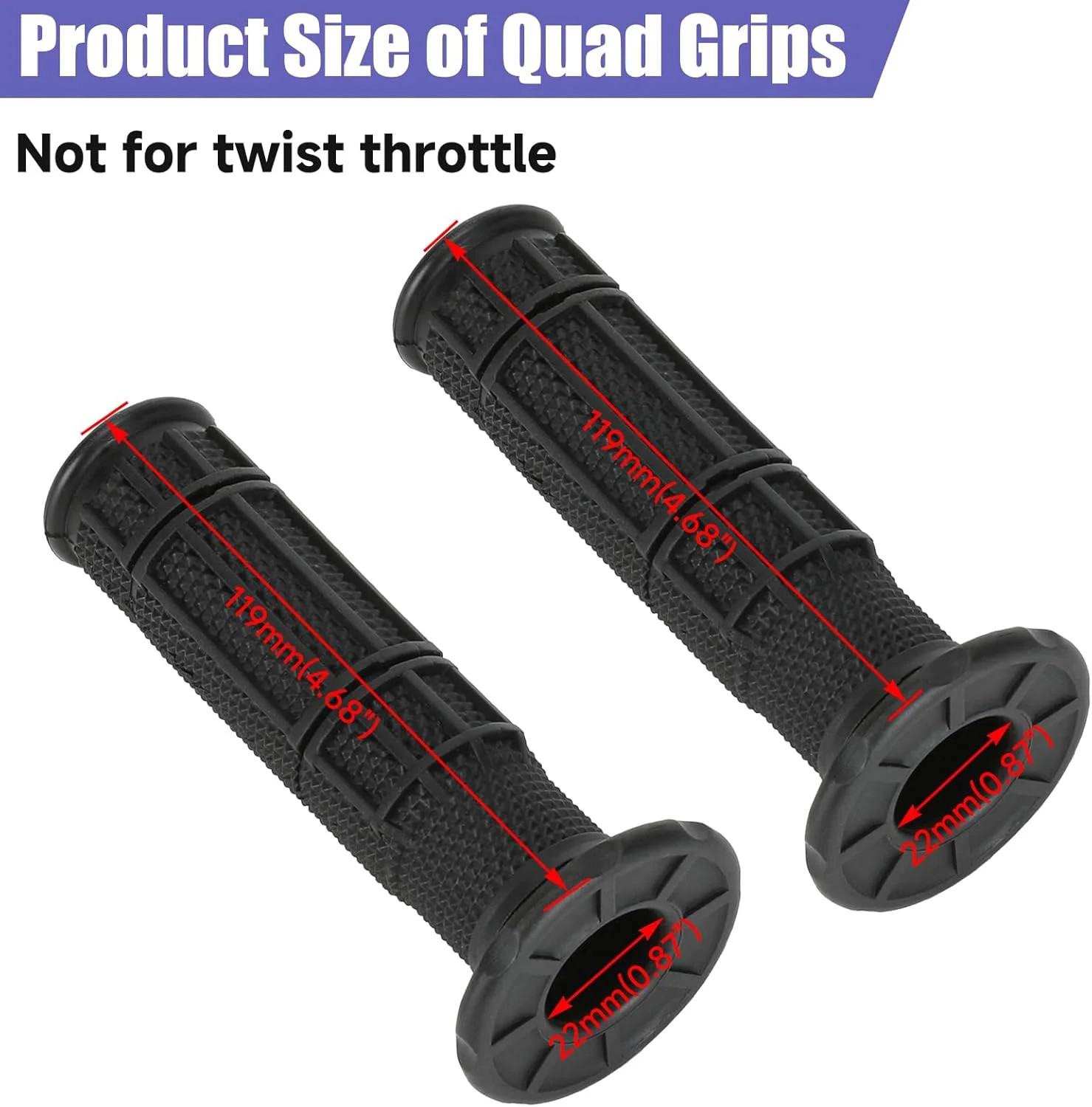 7/8 Handlebar Grips Rubber ATV Handle Grips Replacement for Rancher 350 420 Four