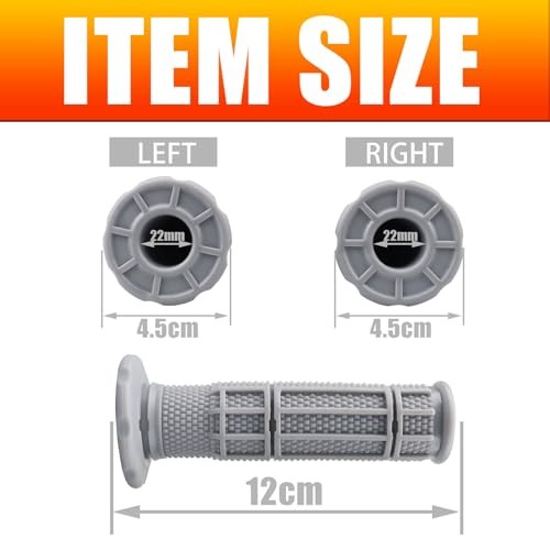 7/8» ATV Grips Upgrade Universal Handlebar Grips Soft Rubber Thumb Gray