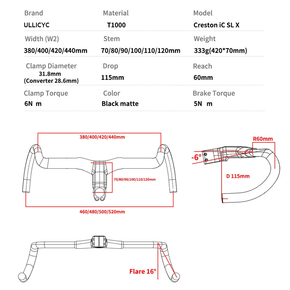 Road Bicycle Carbon Gravel Integrated Drop Bar Internal Cable Routing with Mount