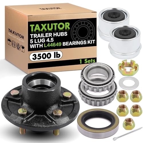 5-Lug Trailer Idler Hub Kit for 3500 lb Axles, 5 on 4.5″ Bolt Pattern, 1 Sets