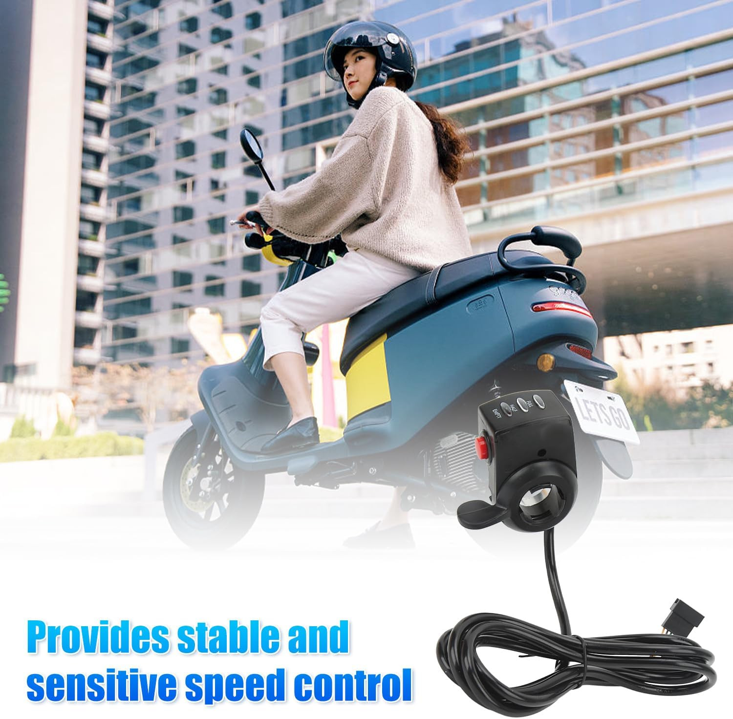 E Bike Thumb Throttle, 36V Thumb Accelerator Speed Control | Battery Display, 6