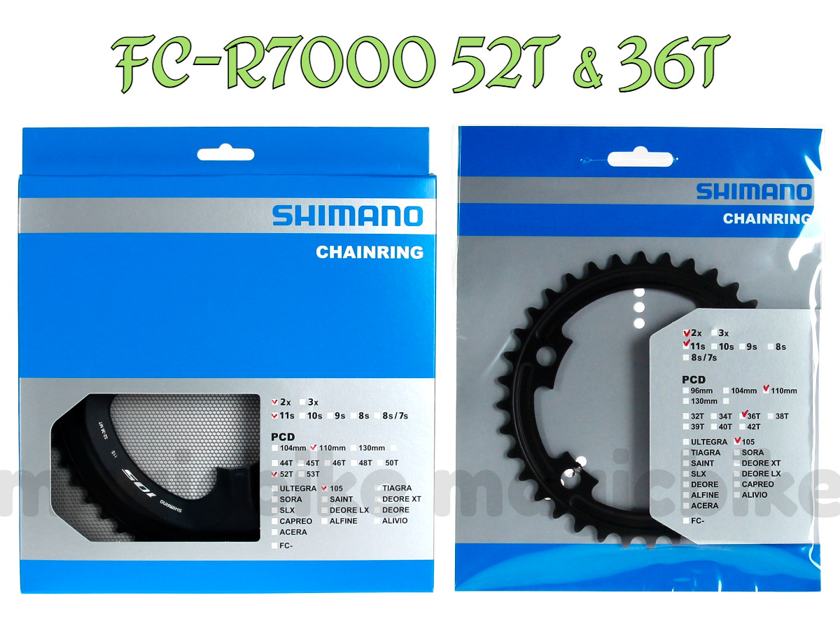 Shimano 105 FC-R7000 110mm BCD 4Arm Outer Inner Chainrings 52T & 36T MT New