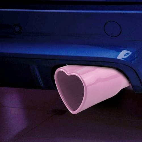 Sakali 63mm Heart-Shaped Tail Pipe Car Stainless Steel Exhaust Straight Pink
