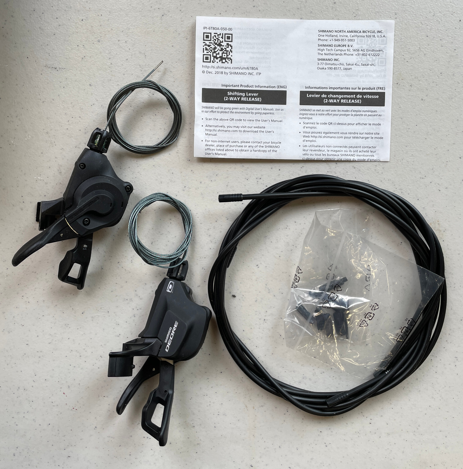 Shimano Deore M6000-I 2/3 x 10-Speed I-Spec II Shift Lever Set, Black SL-M6000-I