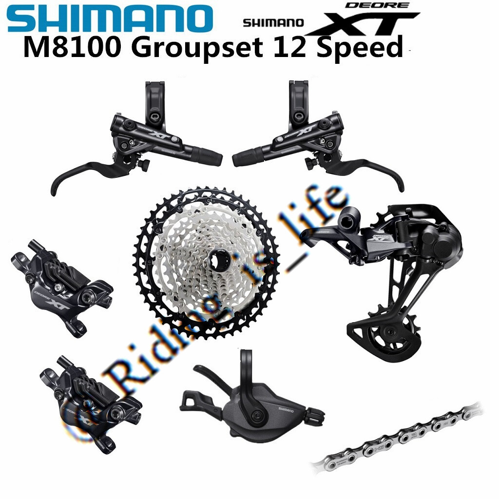 SHIMANO XT M8100 1×12 Speed MTB Groupset W/M8120 4-Pistol Brake Resin-Ice 5 Pcs