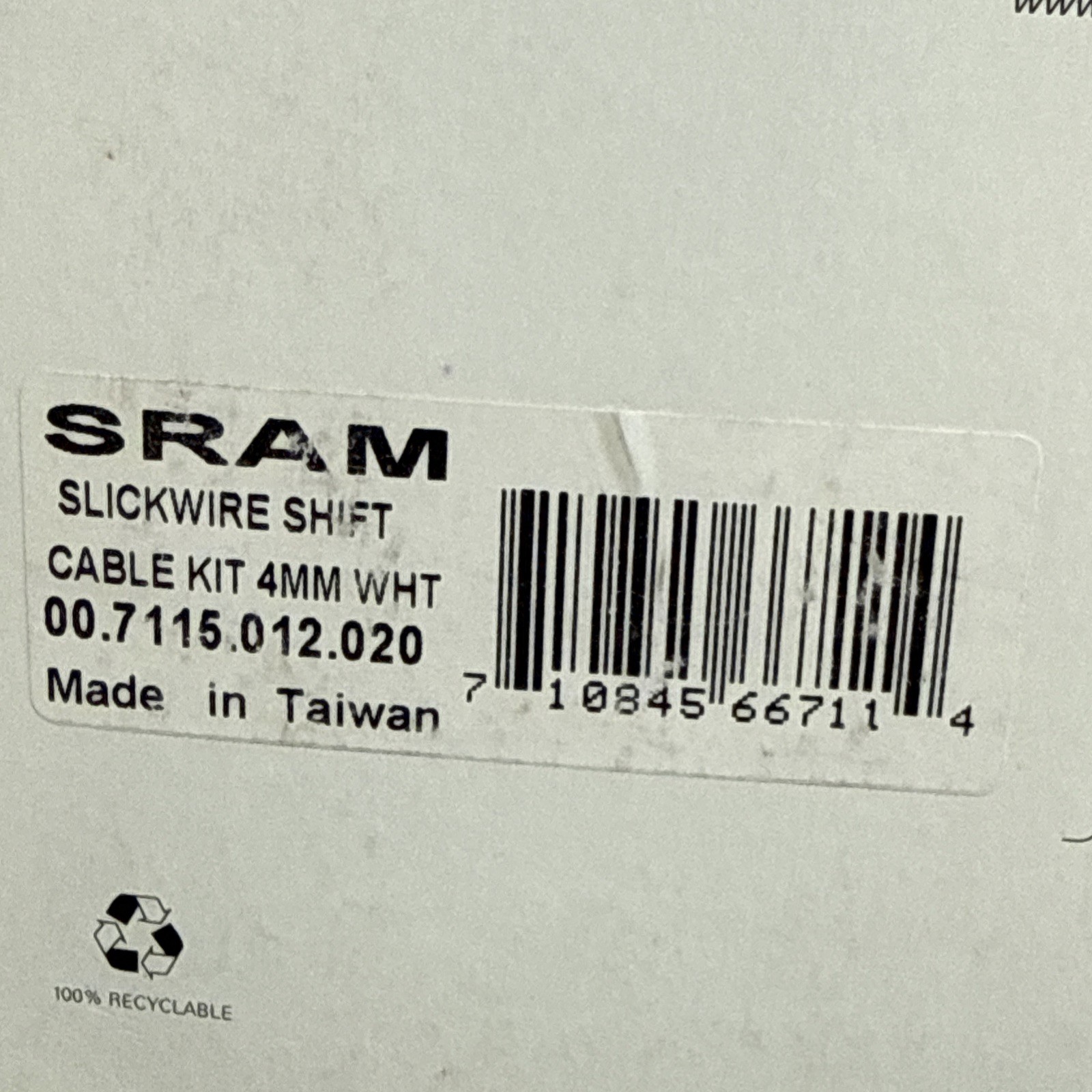 SRAM SlickWire Shift Cable and Housing Kit – Road/MTB, 4mm, White [ssg]