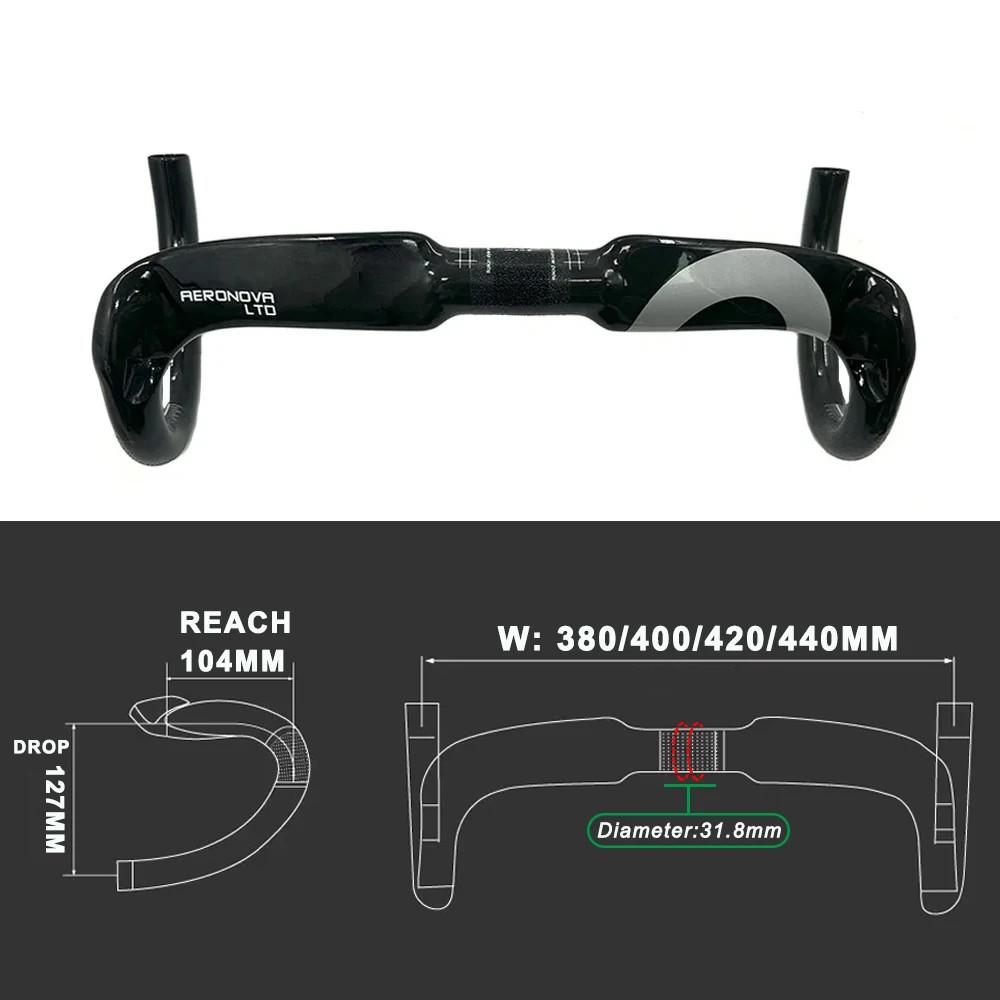 Road Bike Carbon Fiber Handlebar 31.8*400/420/440mm Bicycle Accessories