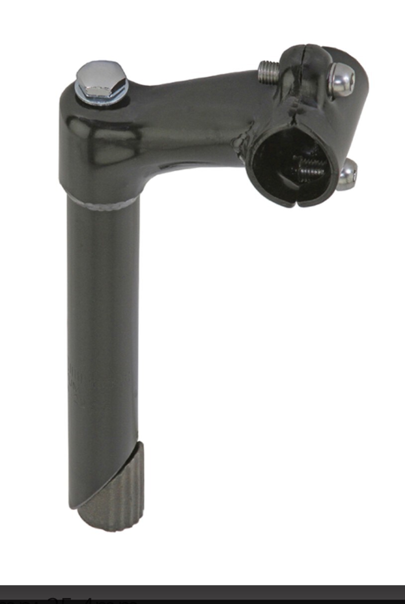 BLACK LOWRIDER BICYCLE STEM GOOSENECK 21.1MM, 2 BOLT, BEACH CRUISER CHOPPER
