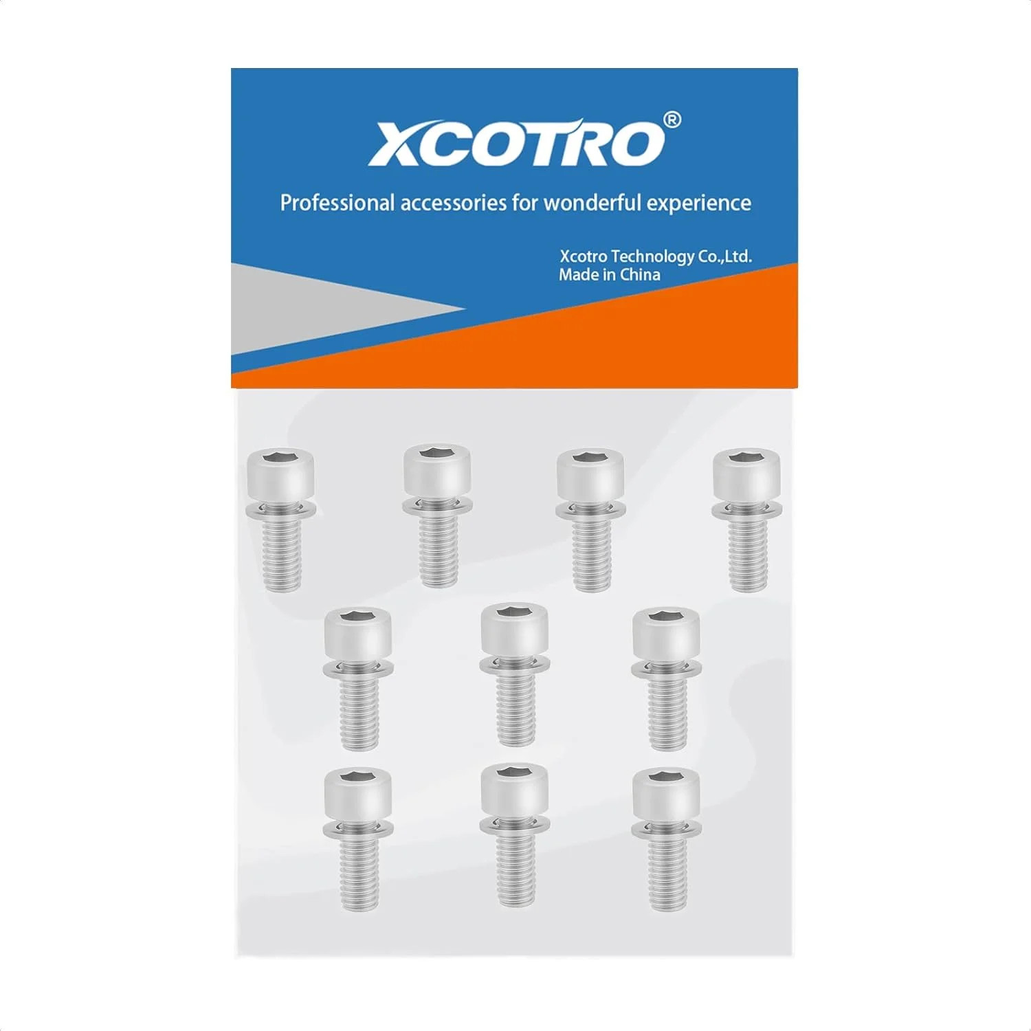 10PCS Bike Water Bottle Cage Bolts Holder Screws with Washers, M5x12mm Hex Socke