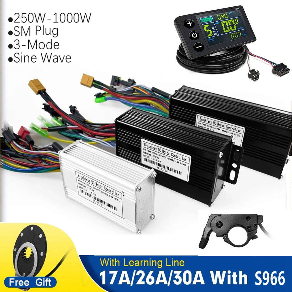 E-bike 250W-1000W 17-30A Sine Wave Controller+S866 Display+Thumb Throttle Kits