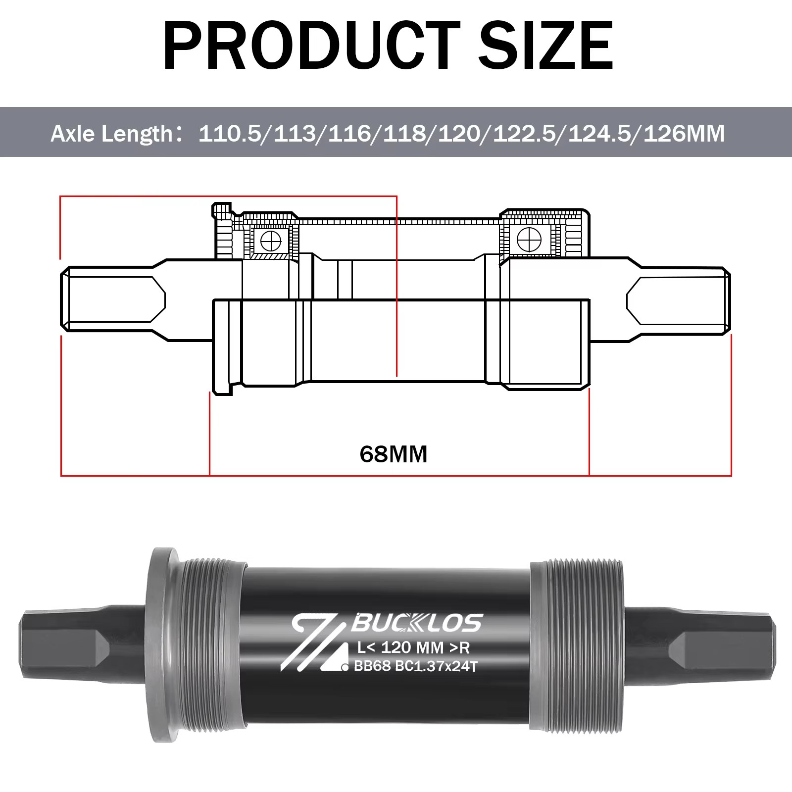 Bike Bottom Bracket BSA BB68 Sealed Bearing Bicycle Square Threaded Bottom Brack