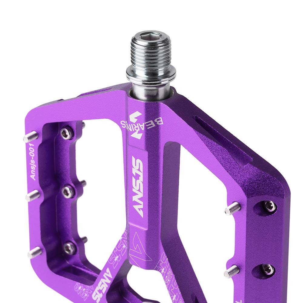 ANSJS Mountain Bike Pedals MTB Pedals Bicycle Flat Pedals Aluminum 9/16″ Seal…