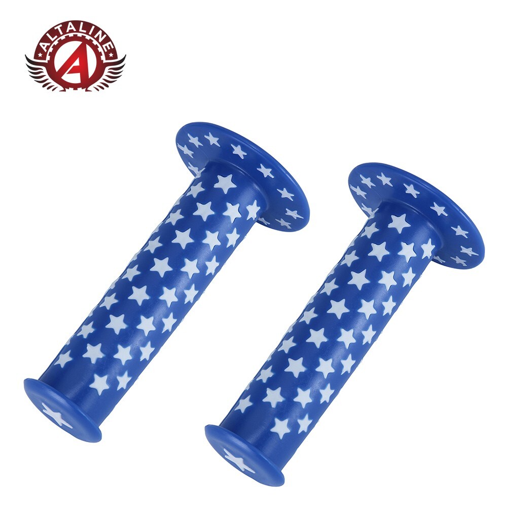 Blue and White Star Rubber Handlebar Grips Mountain Fixi Track BMX Bike Bicycle