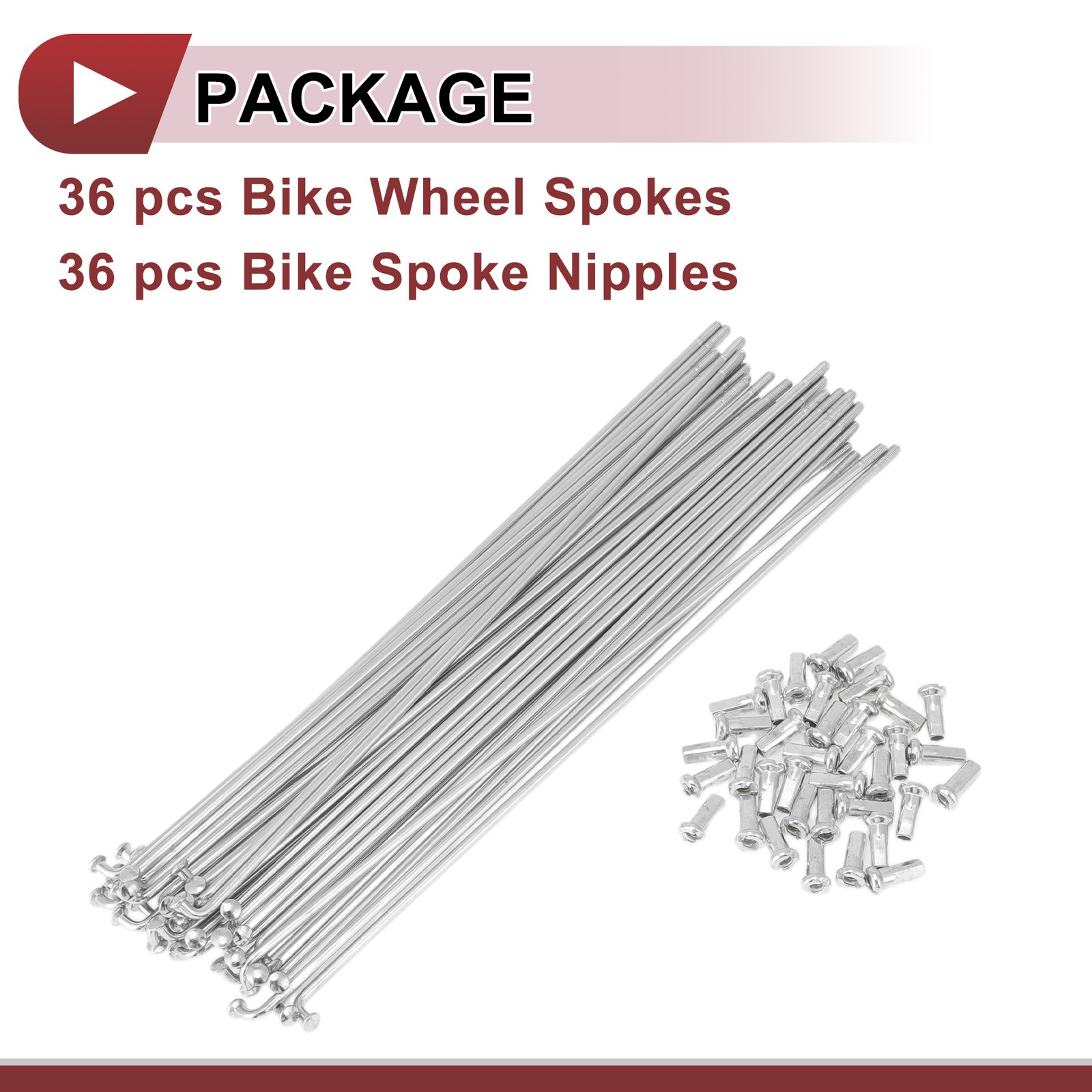 36Set 12G Bicycle Spokes 203mm Bike Wheel Spokes 45 Steel Galvanized Silver Tone