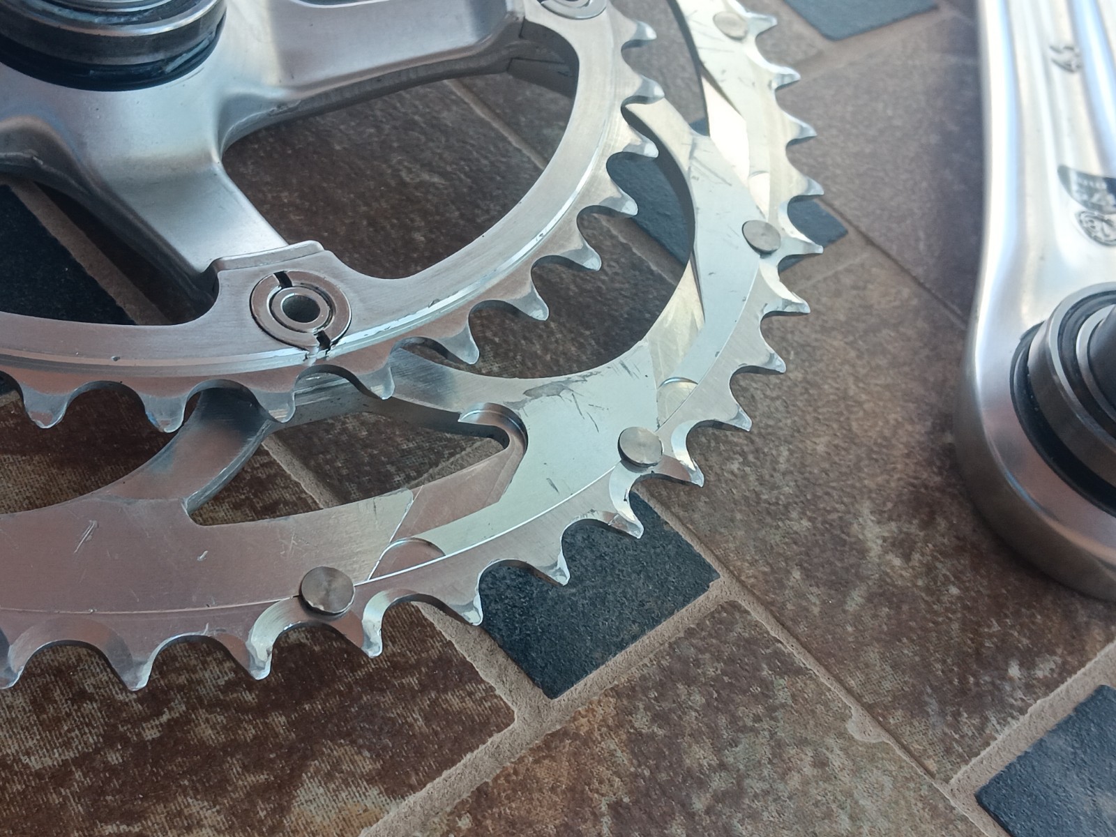 175mm 53/39 Campagnolo Athena 11 Ultra Torque Double Alloy Crankset Silver Campy