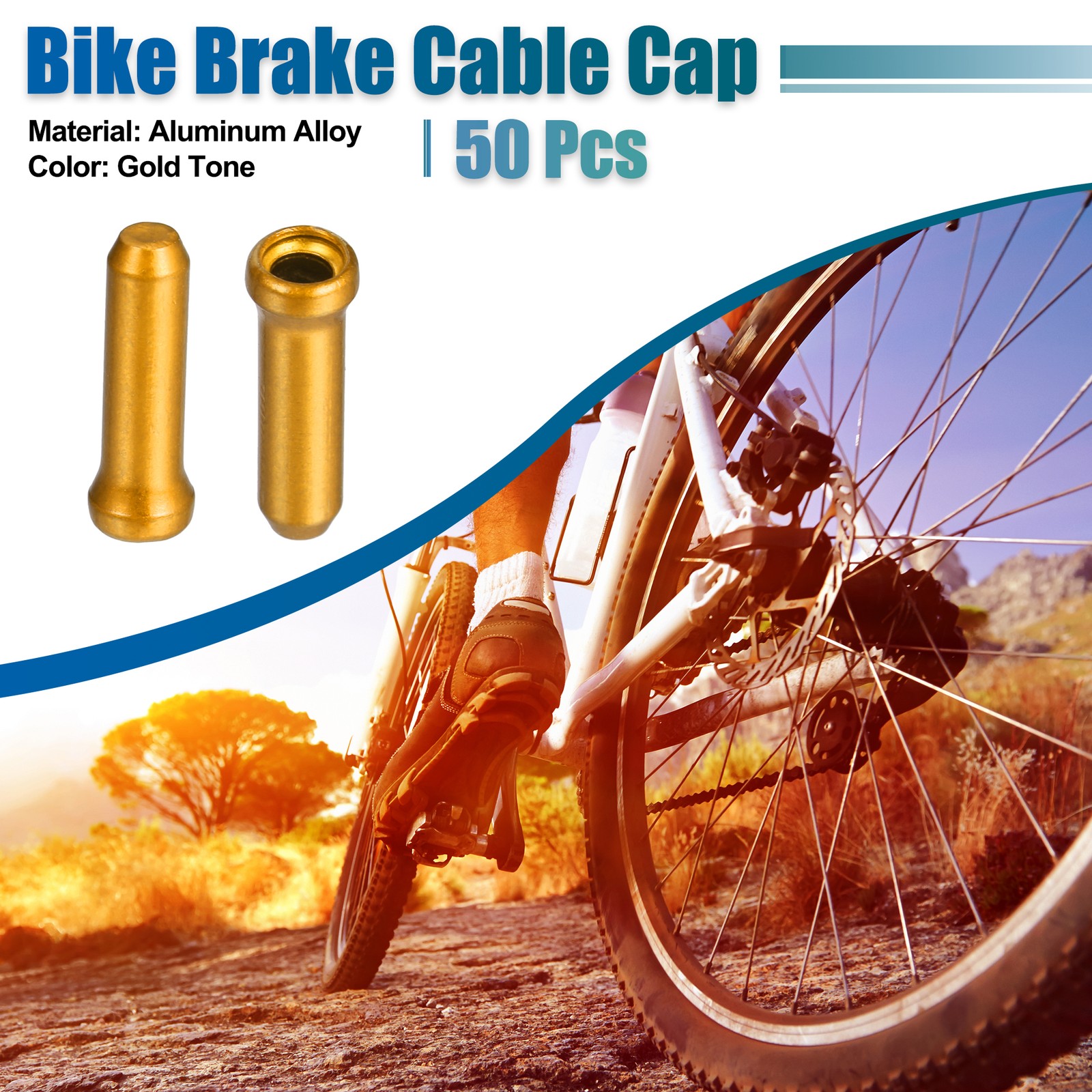 50pcs Bicycle Shifter Brake Gear Inner Cable Cap End Tips Crimps Gold Tone