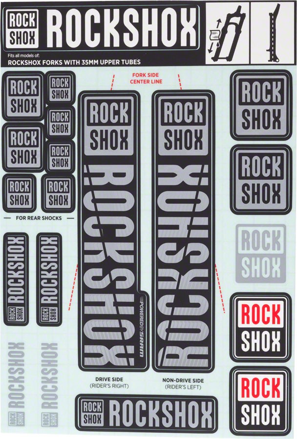 Fork Decal Kits – RockShox Fork Decal Kit – 35mm, Gray – Sticker/Decal
