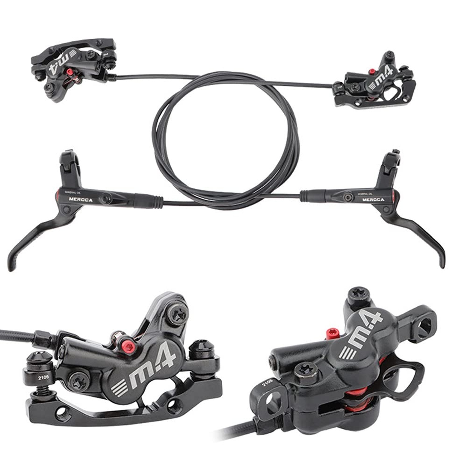 ZTZ 4-Piston MTB Hydraulic Brake Set, Left Front 850mm and Right Rear 1600mm …