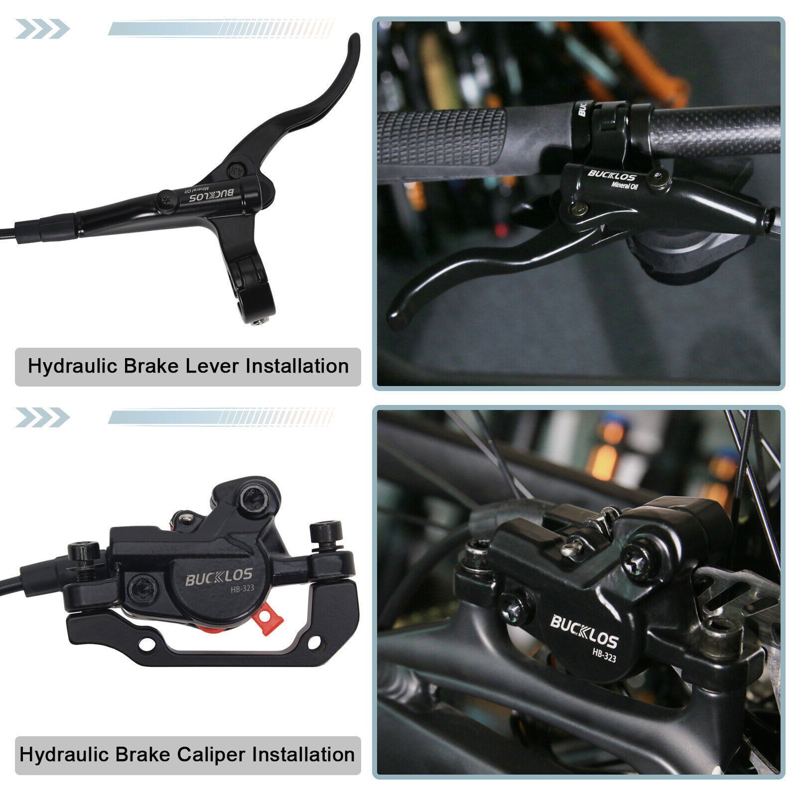 BUCKLOS Bicycle Brake Hydraulic Brake MTB Aluminum Front&Rear Set for Shimano US
