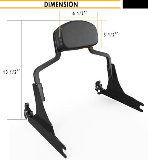 Detachable Hardware Backrest Sissy Bar Upright Gloss Black+Docking Kit