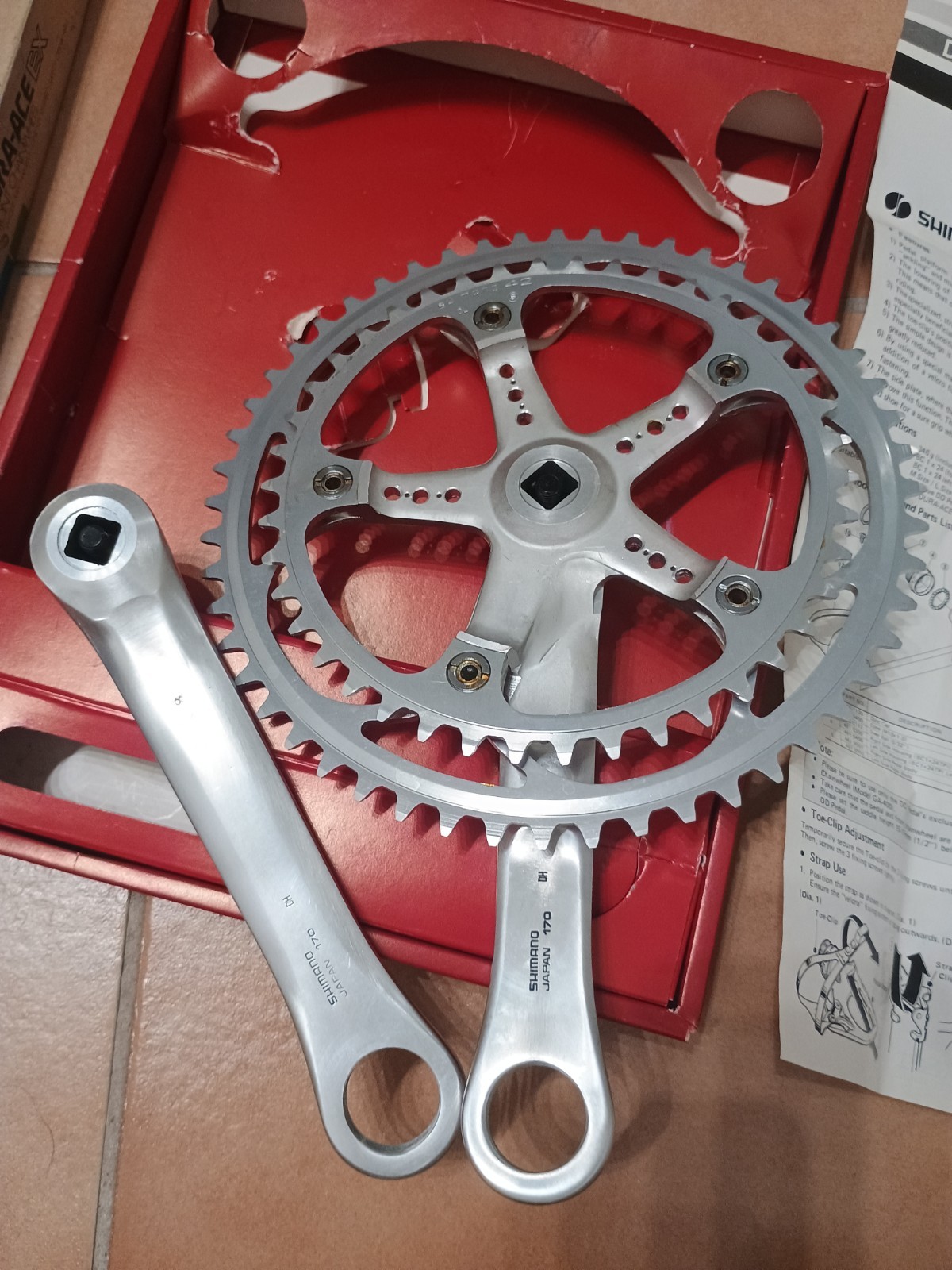 Nos Nib Vintage Crankset Shimano Dura Ace EX W Cut mm 170 Crankset 52/42