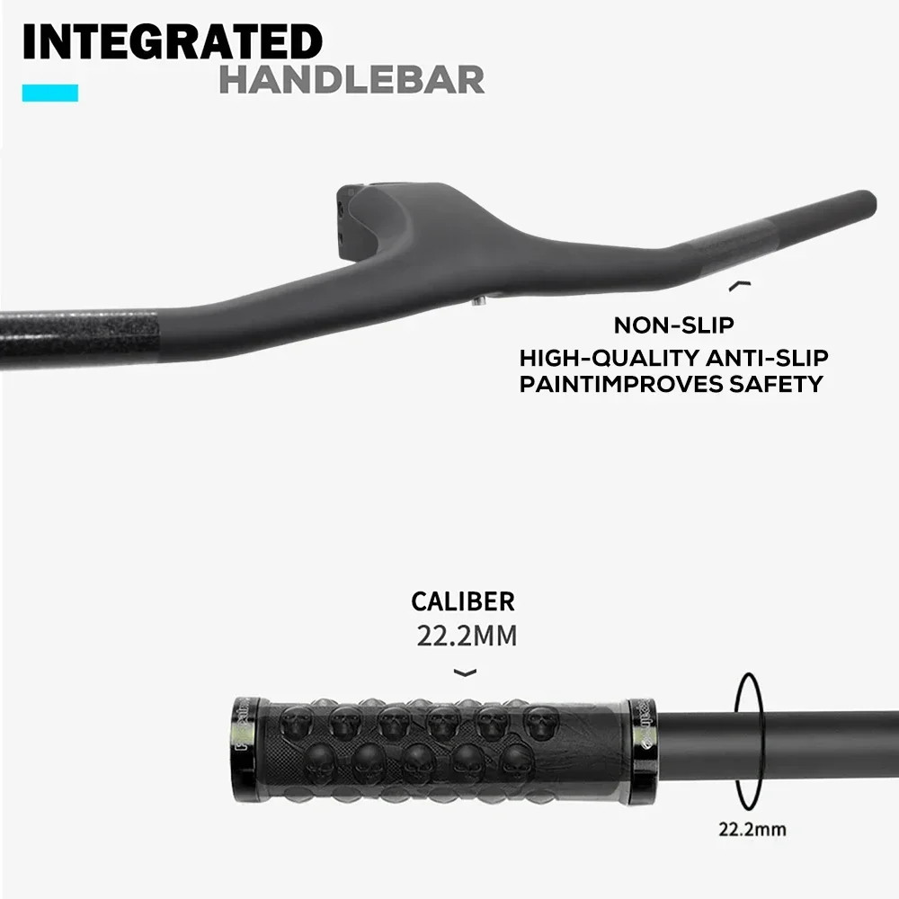 -30° MTB Bicycle Carbon Integrated Handlebar 70-100mm Full Internal Routing