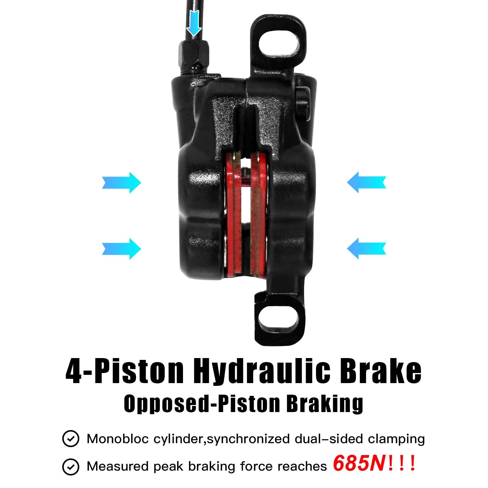 ZTZ 4-Piston MTB Hydraulic Brake Set, Left Front 850mm and Right Rear 1600mm …
