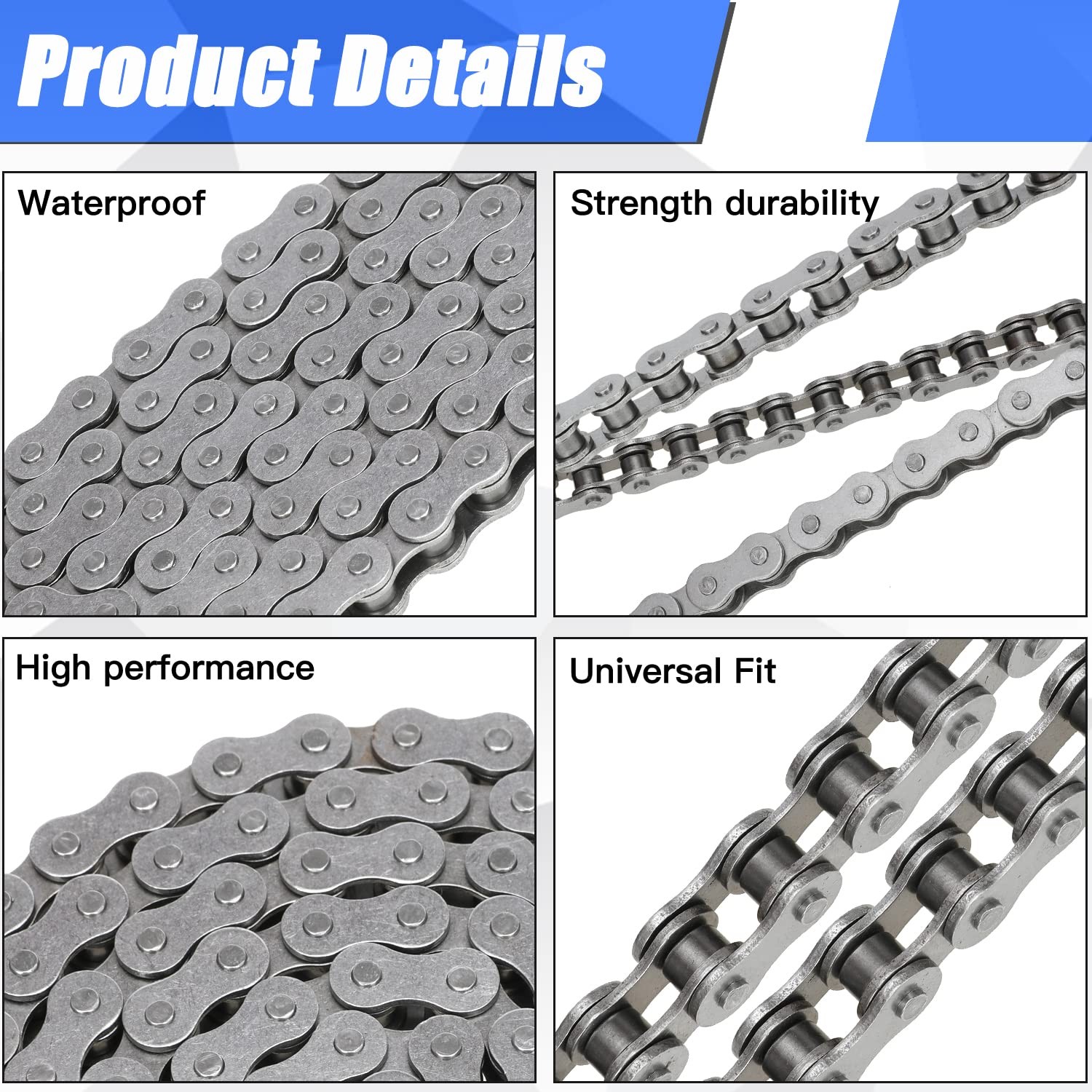 415H Chain 110L Links with Motorized Bike Chain Tensioner Adjuster Assembly for