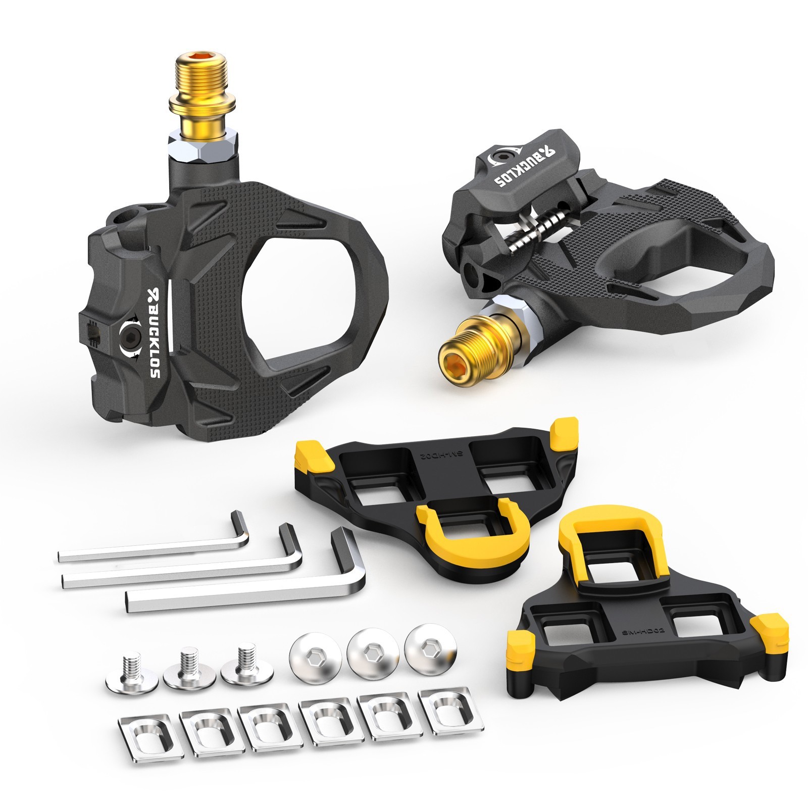 Road Bike Pedal For SPD-SL/KEO System Self-Locking Pedal With Cleats Nylon CR-Mo