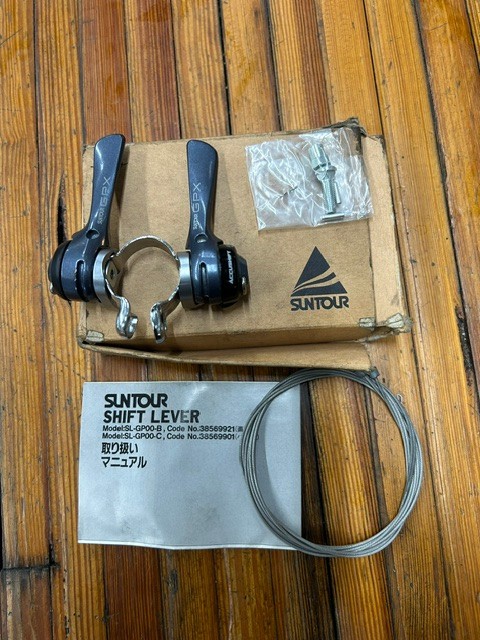 Vintage Suntour GPX clamp on Shift Lever Shifter Down Tube Grey 7s accushift