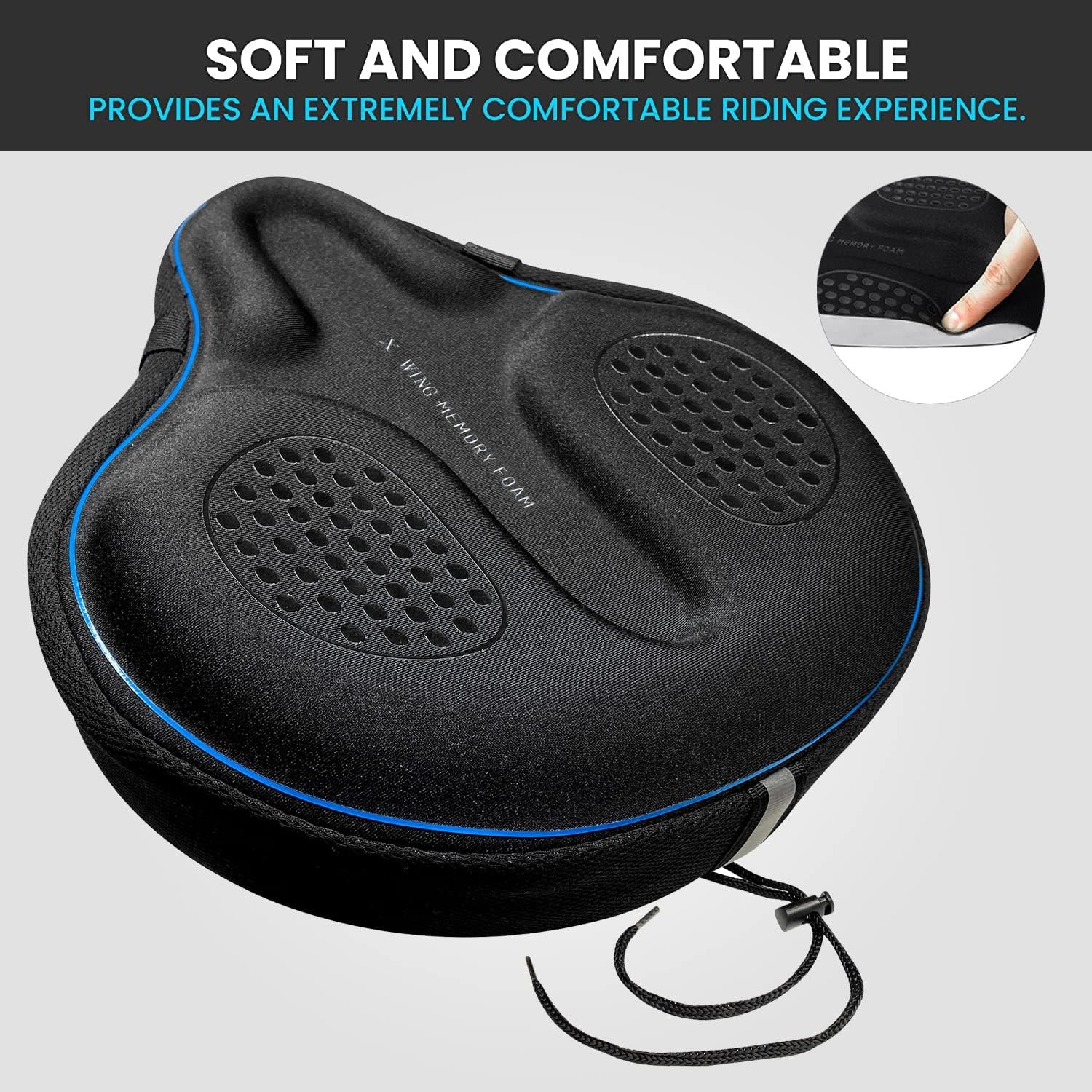 Bike Seat Cover Padded with Memory Foam, Bicycle Saddle Soft for Men Women, Comf
