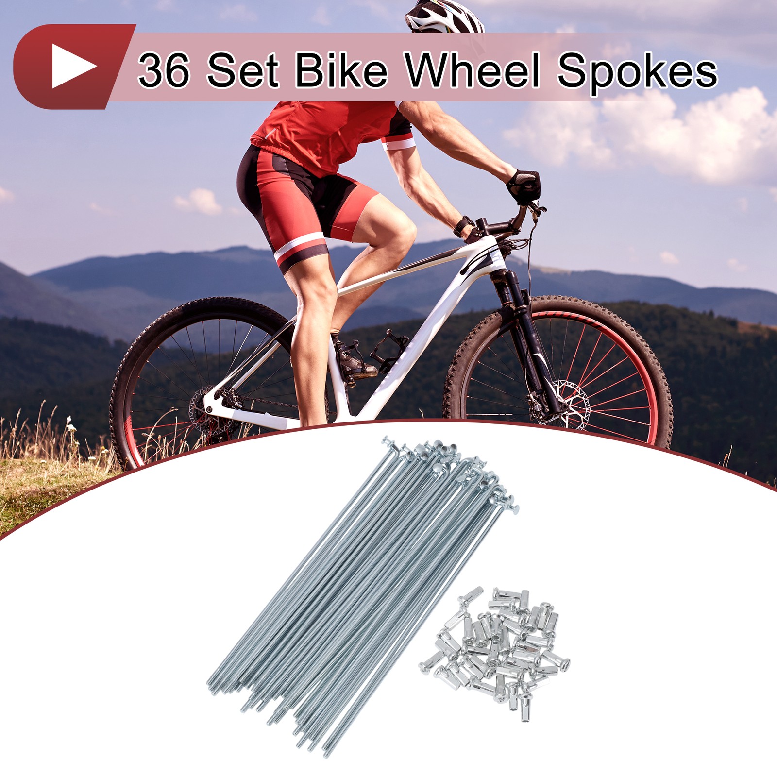 36Set 12G Bicycle Spokes 154mm Bike Wheel Spokes 45 Steel Galvanized Silver Tone