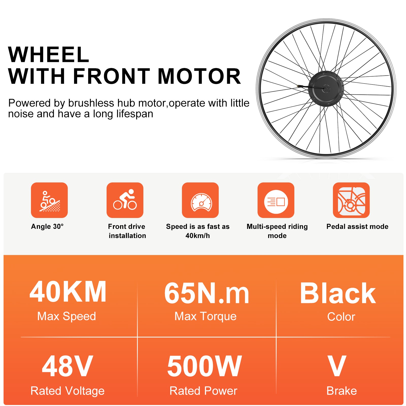 48V500W BAFANG Front 26“ 20” 700C Wheel Hub Motor E-Bike DIY Conversion Kits