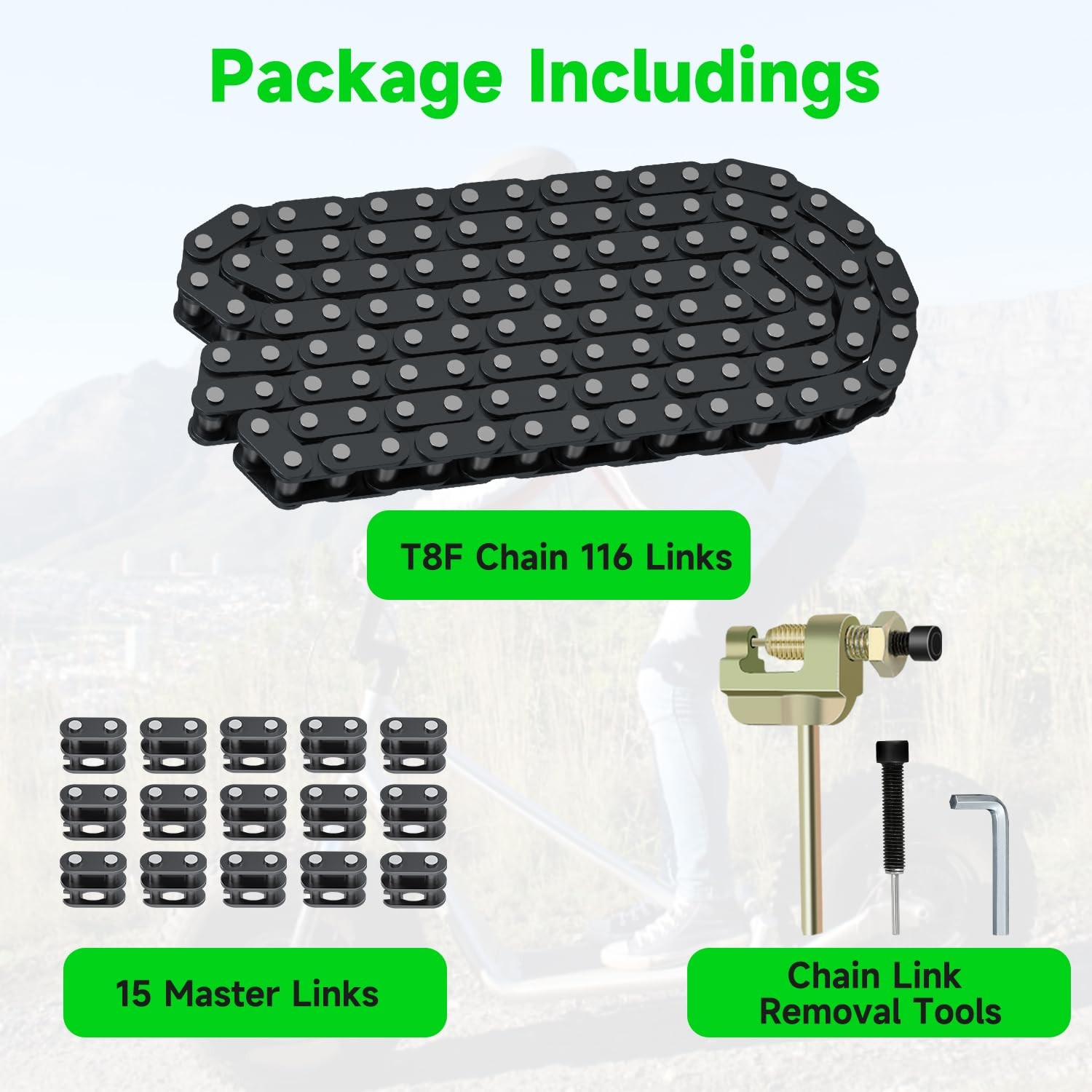 XIKOBY T8F Chain 116 Link Compatible with SYX Moto SSR X-pro MotoTec X-treme…