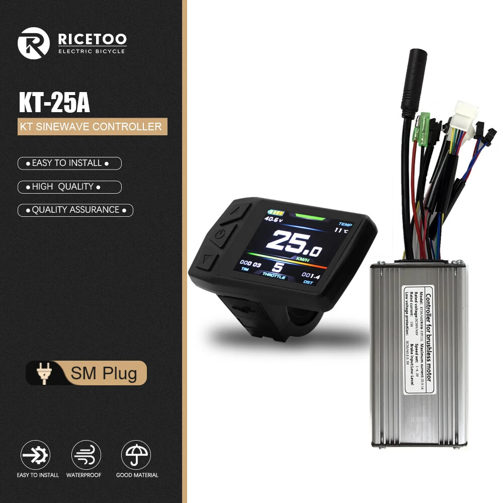 Electric Bike 500W/750W KT-25A Sine Wave Controller Set TF01U LCD Display